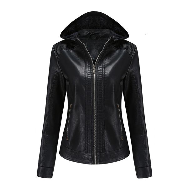 2021 autumn/winter new clothing can be unloaded leather of women's warm teddy jacket molv, Black