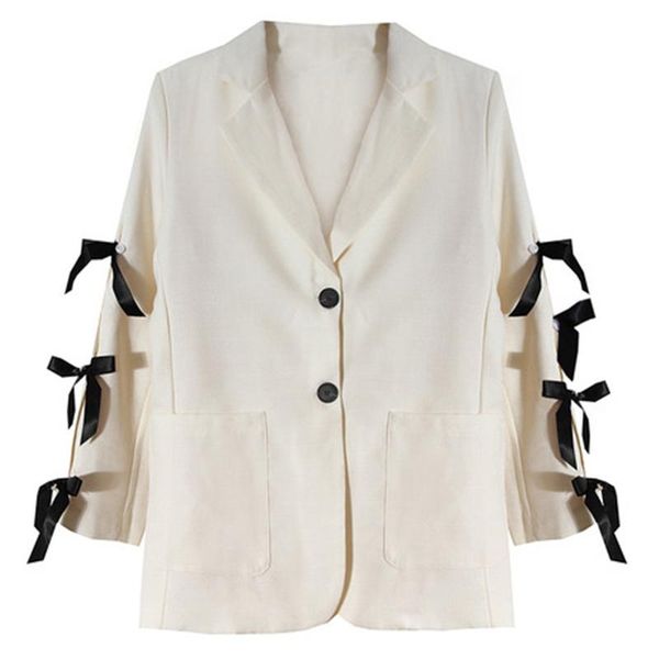2021 early autumn new beige suit jacket bow female niche design trendy brand loose and thin temperament suit, White;black
2021 early autumn new beige suit jacket bow female niche design trendy brand loose and thin temperament suit, White;black