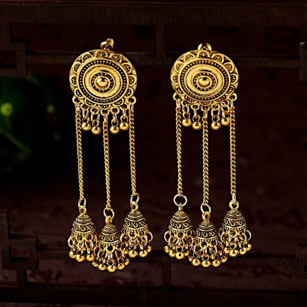 Round Gold Long Jhumka Earrings Turkish Tassel Earrings Women's 3 Bell Metal Dangle Turkey Jewelry Bijoux, Silver
Round Gold Long Jhumka Earrings Turkish Tassel Earrings Women's 3 Bell Metal Dangle Turkey Jewelry Bijoux, Silver