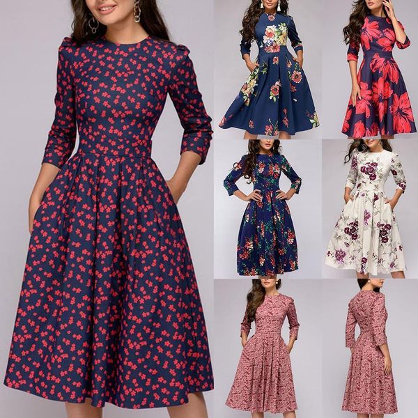 autumn women elegant flower/feather print 3/4 sleeve round neck a-line dress elegant midi dress party/beach/office dress, Black;gray
autumn women elegant flower/feather print 3/4 sleeve round neck a-line dress elegant midi dress party/beach/office dress, Black;gray