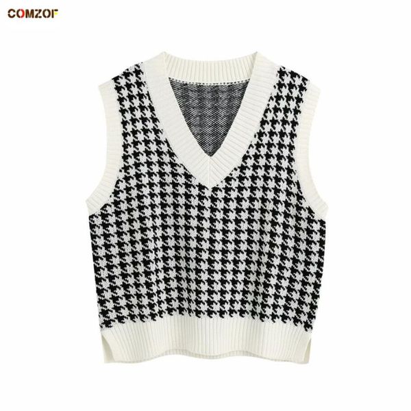 houndstooth women knitted vest v-neck sleeveless 2021 autumn patchwork plaid clothing waistcoat chaleco punto mujer, Black;white
houndstooth women knitted vest v-neck sleeveless 2021 autumn patchwork plaid clothing waistcoat chaleco punto mujer, Black;white