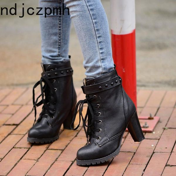 boots women's autumn and winter fashion round head lace-up thick heel high 8.5cm short tube shoes size 34-43, Black
boots women's autumn and winter fashion round head lace-up thick heel high 8.5cm short tube shoes size 34-43, Black