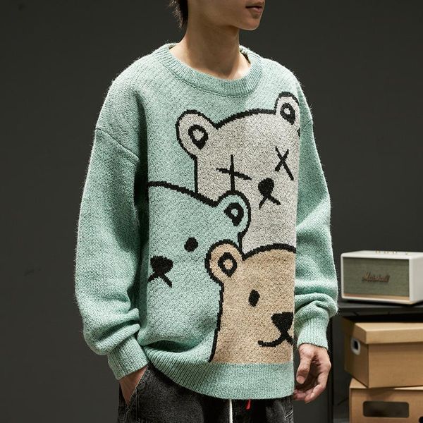 winter men women cartoon bear sweater 2020 new fashion long sleeve o neck knitted pullover couple loose oversized jumpers, White;black
winter men women cartoon bear sweater 2020 new fashion long sleeve o neck knitted pullover couple loose oversized jumpers, White;black