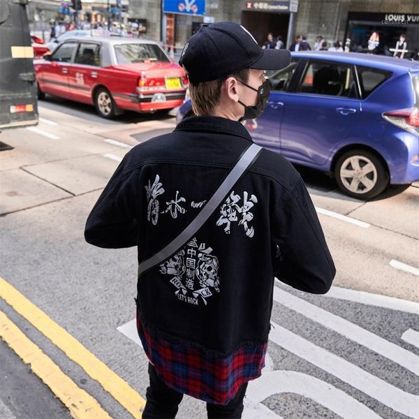 men's jackets fashion stitching checked denim jacket printed coconut tree hat loose washed 2021 sa-81, Black;brown
men's jackets fashion stitching checked denim jacket printed coconut tree hat loose washed 2021 sa-81, Black;brown