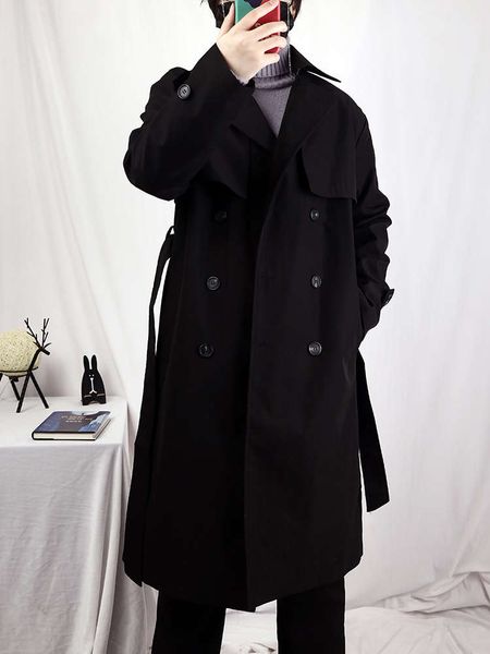 new autumn and winter 2020 korean windbreaker men's medium length oversized over the knee loose ruffian handsome british wool coat men, Black
new autumn and winter 2020 korean windbreaker men's medium length oversized over the knee loose ruffian handsome british wool coat men, Black