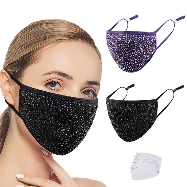 2020 fashion sparkly rhinestone mask elastic reusable washable fashion face mask bandana face decor women jewelry, Black
2020 fashion sparkly rhinestone mask elastic reusable washable fashion face mask bandana face decor women jewelry, Black