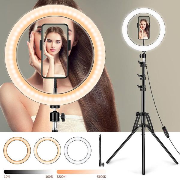 10inch led ring light p camera light pgraphy dimmable video full for youtube makeup selfie + tripod phone holder
10inch led ring light p camera light pgraphy dimmable video full for youtube makeup selfie + tripod phone holder