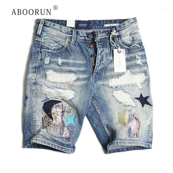 men's shorts aboorun hi street men's ripped denim distressed pentagram embroidery jeans summer knee length for male r3231, White;black
men's shorts aboorun hi street men's ripped denim distressed pentagram embroidery jeans summer knee length for male r3231, White;black
