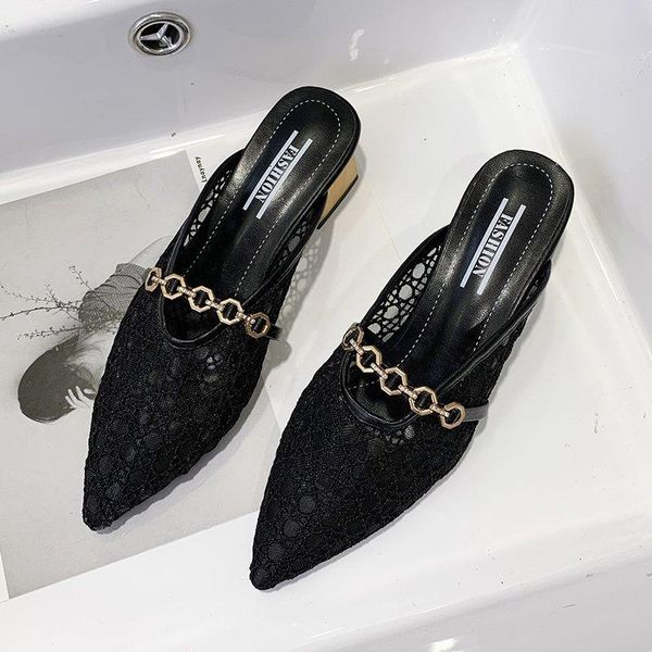 slippers women hollow mesh closed toes half female 2021 autumn outer wear breathable mid heel sandals muller shoes, Black
slippers women hollow mesh closed toes half female 2021 autumn outer wear breathable mid heel sandals muller shoes, Black