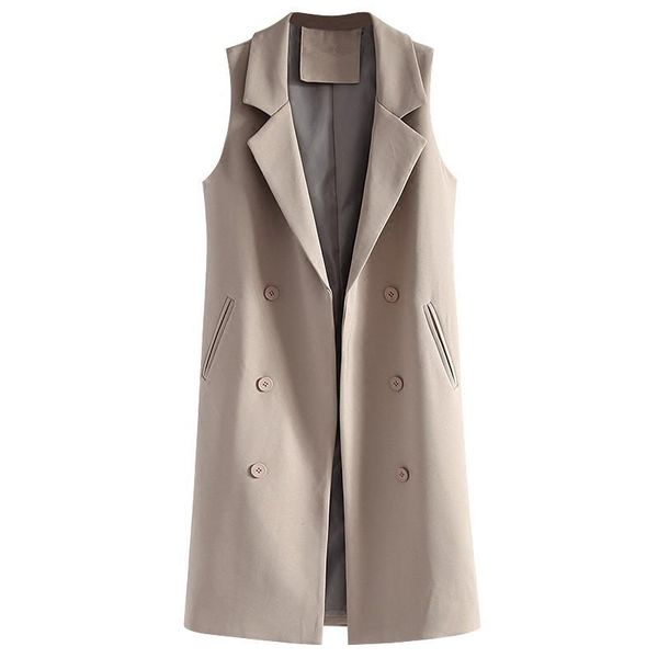 double breasted women vest sleeveless jacket spring autumn elegant office lady coat long blazer vest, Black;white
double breasted women vest sleeveless jacket spring autumn elegant office lady coat long blazer vest, Black;white