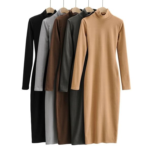 thickened bottom skirt 2020 new winter style frosted high collar long sleeve slim and buttock covered solid dress, Black;gray
thickened bottom skirt 2020 new winter style frosted high collar long sleeve slim and buttock covered solid dress, Black;gray