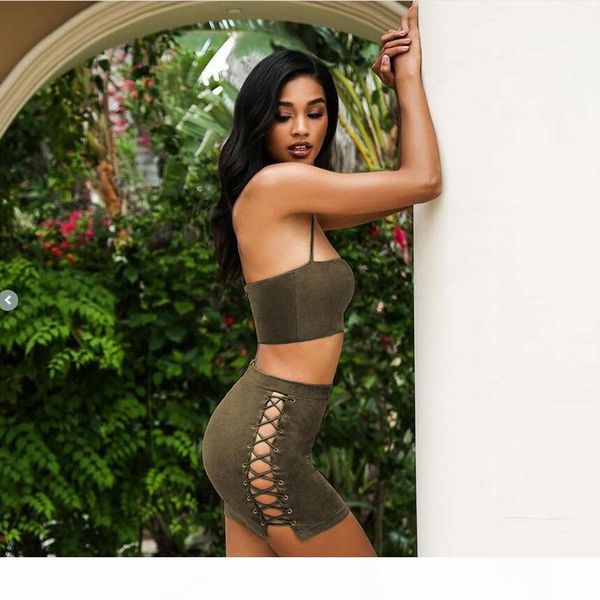women suede dress summer lace up two piece dress set party club wear halter bandage bodycon mini dresses robe 5048, White
women suede dress summer lace up two piece dress set party club wear halter bandage bodycon mini dresses robe 5048, White