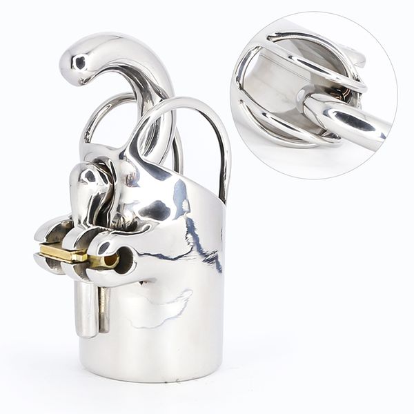 pa puncture stainless steel cock cage male chastity device with stealth lock penis lock cock ring chastity belt for game