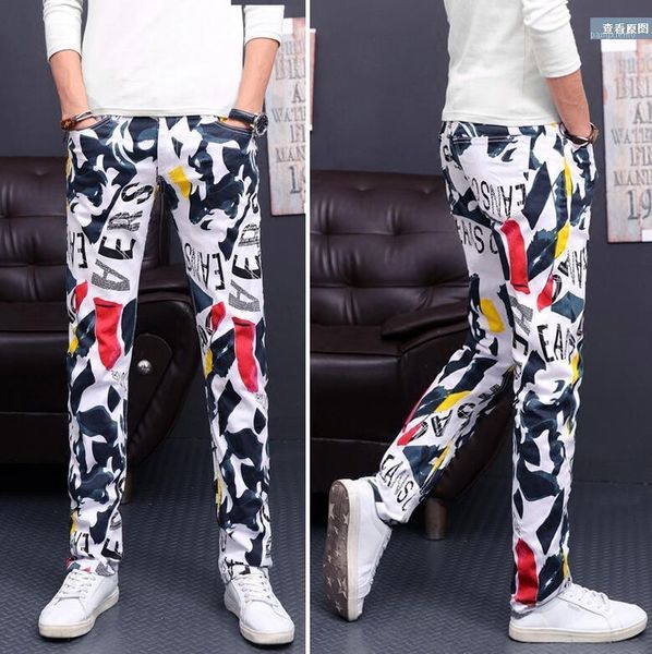 27-46 2020 personality stretch printed pants straight jeans pants club color men's clothing costumes1, Blue
27-46 2020 personality stretch printed pants straight jeans pants club color men's clothing costumes1, Blue