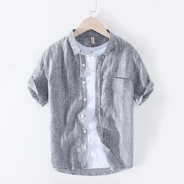 100% pure linen summer striped shirts for men short sleeve fashion shirt man casual turn-down collar y24461, White;black
100% pure linen summer striped shirts for men short sleeve fashion shirt man casual turn-down collar y24461, White;black