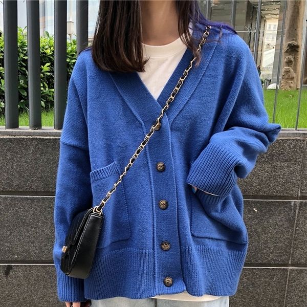 peonfly korean style sweater coat solid color knitted cardigan pink blue loose autumn femme single breasted sweater 201030, White
peonfly korean style sweater coat solid color knitted cardigan pink blue loose autumn femme single breasted sweater 201030, White