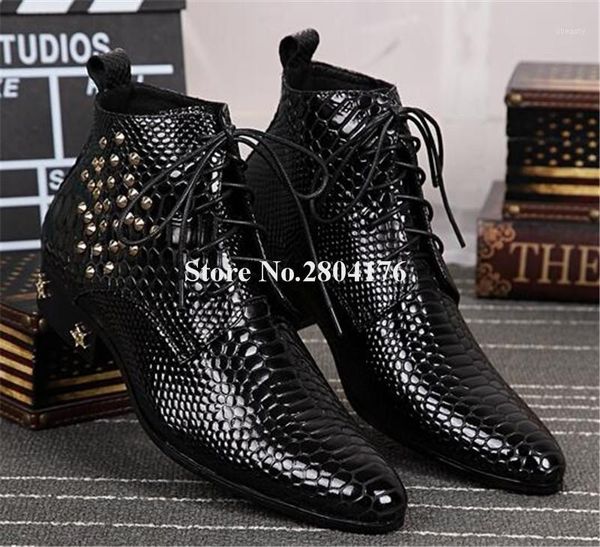 men pointed toe black patern genuine leather lace-up low heel gold rivet short boots formal men business ankle boots1
men pointed toe black patern genuine leather lace-up low heel gold rivet short boots formal men business ankle boots1