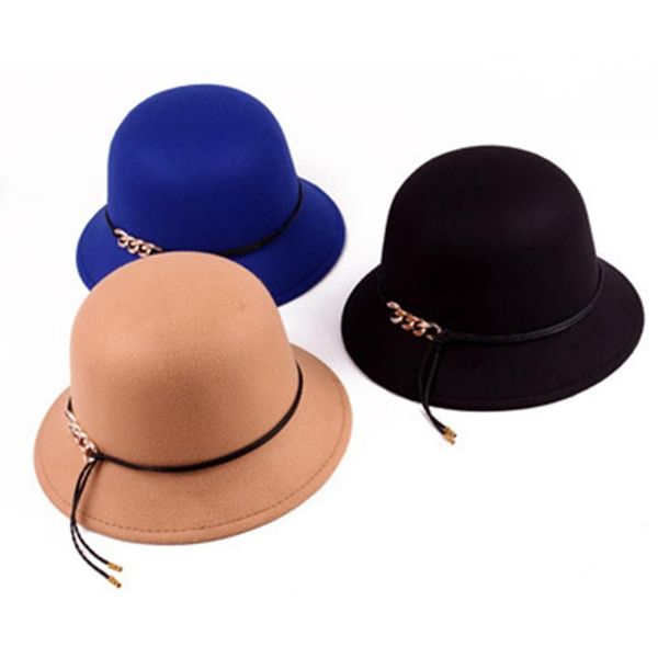 2020 new winter autumn ladies women girls vintage wool chain formal hat felt bowler fedoras cap for woman, Black;white
2020 new winter autumn ladies women girls vintage wool chain formal hat felt bowler fedoras cap for woman, Black;white