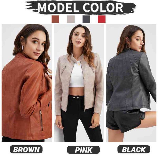 women's jackets brand designer leather women short slim jacket zipper solid long sleeve pu faux outerwear coat womens clothing tds6, Black;brown
women's jackets brand designer leather women short slim jacket zipper solid long sleeve pu faux outerwear coat womens clothing tds6, Black;brown