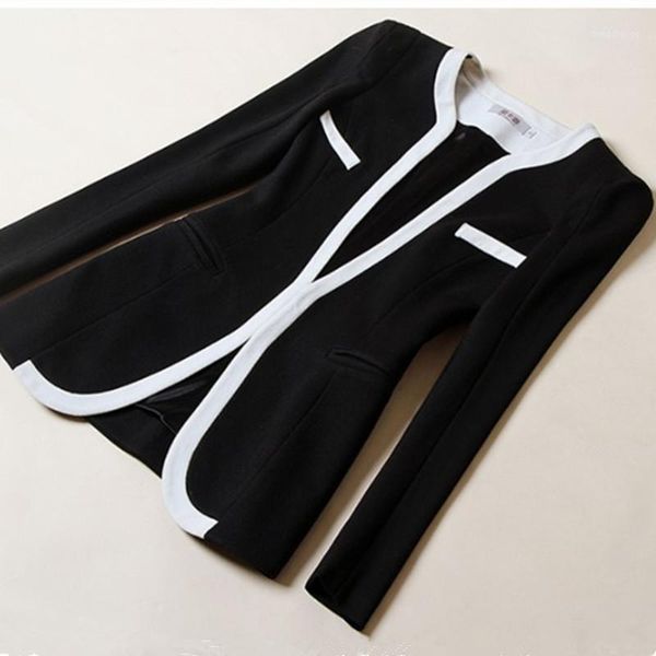 women short blazer black white color block long-sleeve short jacket outerwear small coat eba0931, White;black
women short blazer black white color block long-sleeve short jacket outerwear small coat eba0931, White;black