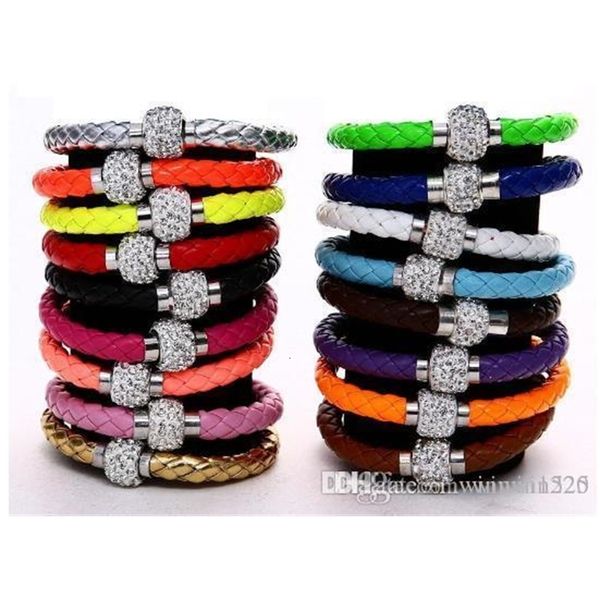 new 2019 leather mix pu 17 colors & cz disco crystal magnetic clasp bracelet ing, Silver
new 2019 leather mix pu 17 colors & cz disco crystal magnetic clasp bracelet ing, Silver