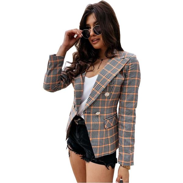 women's suits & blazers 2021 fashion autumn women plaid work office lady suit slim double breasted business female blazer coat s-3xl, White;black
women's suits & blazers 2021 fashion autumn women plaid work office lady suit slim double breasted business female blazer coat s-3xl, White;black