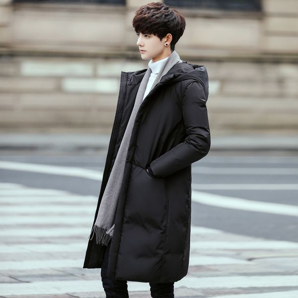 men's fashion with hood long winter jackets thicken white duck down man's coat solid color zipper, Black
men's fashion with hood long winter jackets thicken white duck down man's coat solid color zipper, Black