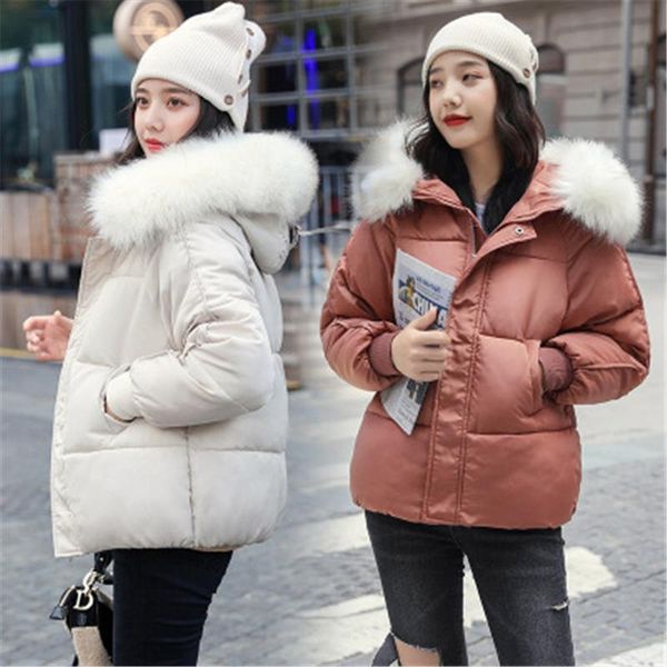 women's down & parkas short cotton coat women 2021 winter fashion fur collar hooded long-sleeved student thickened loose warm jacket tr, Black
women's down & parkas short cotton coat women 2021 winter fashion fur collar hooded long-sleeved student thickened loose warm jacket tr, Black