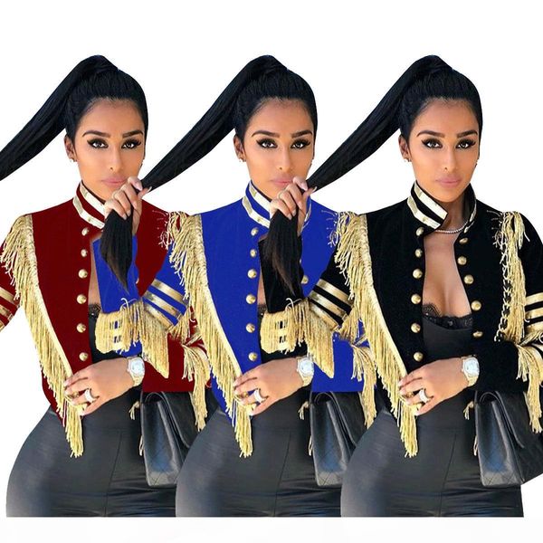 items gold tassels women jackets gorgeous long sleeves stand neck buttons style girls short coats autumn winter high quality, Black;brown
items gold tassels women jackets gorgeous long sleeves stand neck buttons style girls short coats autumn winter high quality, Black;brown