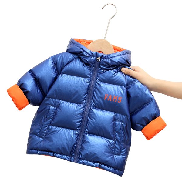 2020 new down jacket baby thickening middle small short coat boys and girls' foreign style hooded children's wear, Blue;gray
2020 new down jacket baby thickening middle small short coat boys and girls' foreign style hooded children's wear, Blue;gray