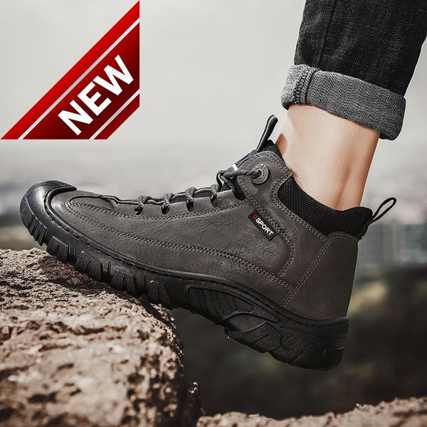 2021 autumn winter casual outdoor mountaineering labor protection shoes fashion high men's leather boots, Black
2021 autumn winter casual outdoor mountaineering labor protection shoes fashion high men's leather boots, Black