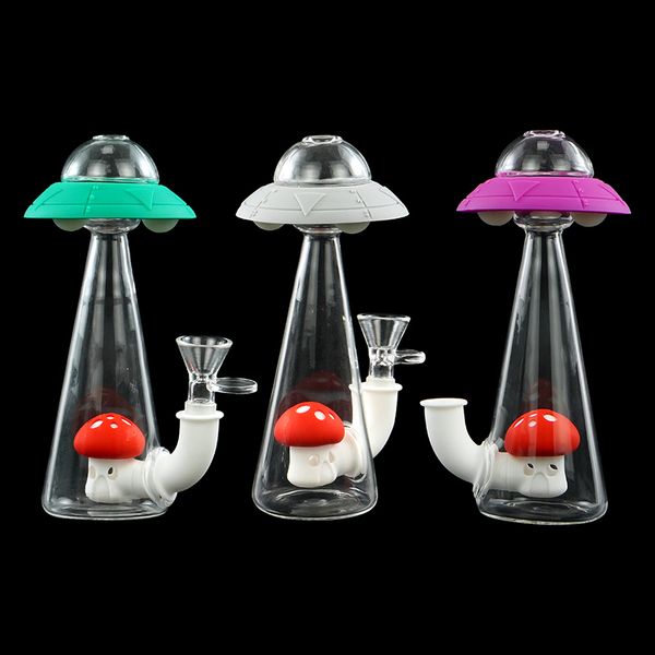 Smoking Accessories 7'' YHSWE UFO Shape Silicone Bong Water Pipe Hookah Glass Pipes Dab Rig Tobacco