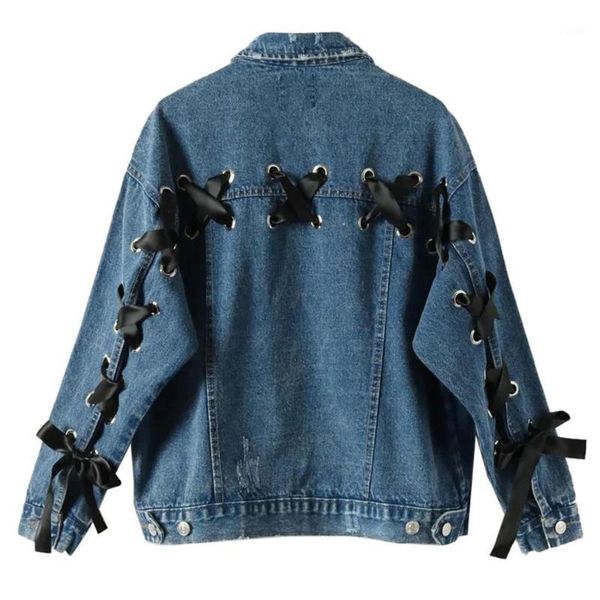 lace up denim jacket for women spring winter long sleeve chic coat causal loose cowboy collar outwear bandage jeans jackets1, Black;brown
lace up denim jacket for women spring winter long sleeve chic coat causal loose cowboy collar outwear bandage jeans jackets1, Black;brown