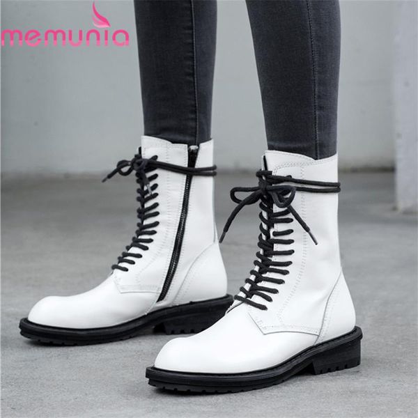 boots memunia 2021 genuine leather ankle low heel round toe lace up casual shoes black white women brand
boots memunia 2021 genuine leather ankle low heel round toe lace up casual shoes black white women brand