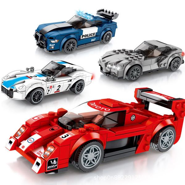 seller racing building blocks children's small particles puzzle assembled sports car model toys children's gifts
