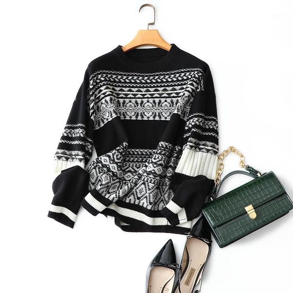 england vintage styles loose fashion winter sweater women's knit crew neck high-end 100% cashmere pullovers1, White;black
england vintage styles loose fashion winter sweater women's knit crew neck high-end 100% cashmere pullovers1, White;black