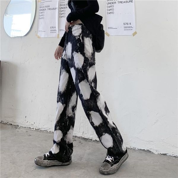 women's jeans harajuku style street retro tie-dye printing loose large size high waist straight wide leg pants trend, Blue
women's jeans harajuku style street retro tie-dye printing loose large size high waist straight wide leg pants trend, Blue