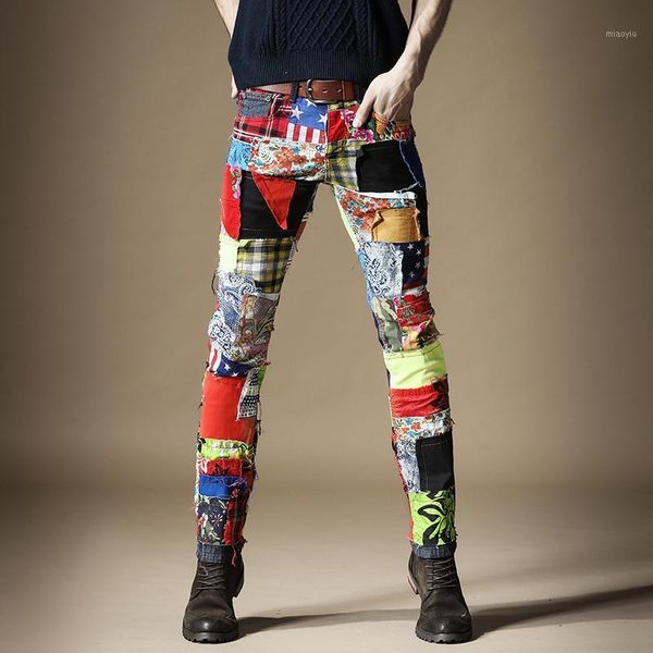 men patch patchwork jeans colorful straight pants slim fit hip hop streetwear individual denim trousers1, Blue
men patch patchwork jeans colorful straight pants slim fit hip hop streetwear individual denim trousers1, Blue