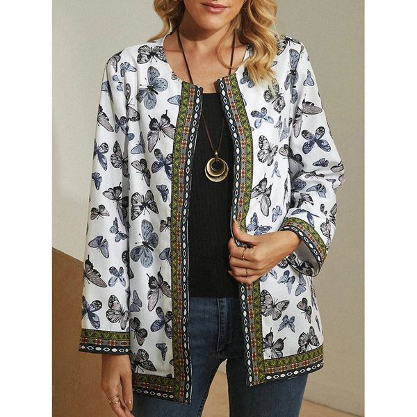 european and american new round neck autumn and winter baggy casual jacket butterfly print long-sleeved coat for women, Black;brown
european and american new round neck autumn and winter baggy casual jacket butterfly print long-sleeved coat for women, Black;brown