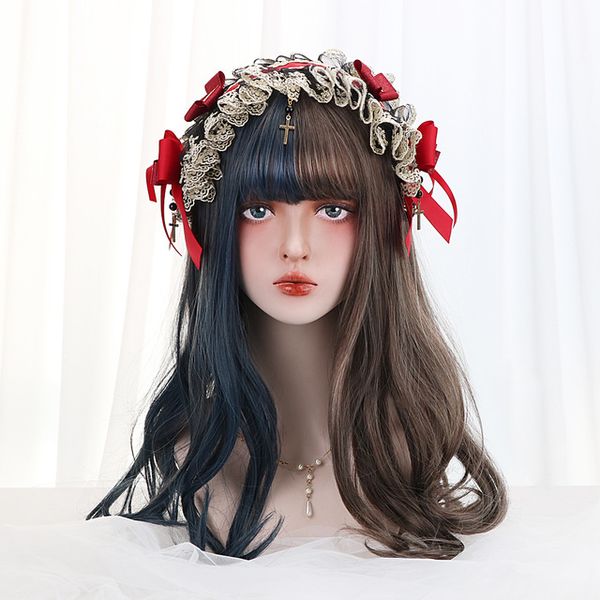 20" curly hair lolita wig with bangs brown blue ombre synthetic wig japan harajuku cosplay wig for women heat resistant, Black
20" curly hair lolita wig with bangs brown blue ombre synthetic wig japan harajuku cosplay wig for women heat resistant, Black