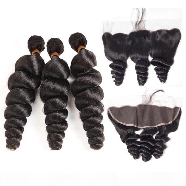 brazilian loose wave 3 bundles with 13*4 lace frontal,super double drawn raw human hair weft, Black
brazilian loose wave 3 bundles with 13*4 lace frontal,super double drawn raw human hair weft, Black