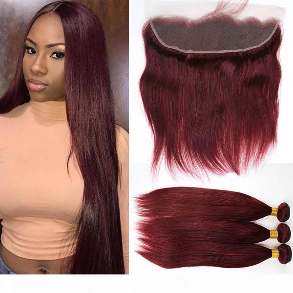 #99j wine red 3bundles peruvian hair with 1pc lace frontal 13x4 part silky straight burgundy weaves with full lace frontal closure, Black;brown 
#99j wine red 3bundles peruvian hair with 1pc lace frontal 13x4 part silky straight burgundy weaves with full lace frontal closure, Black;brown