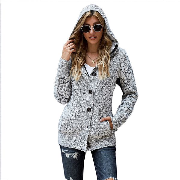 new european and american womens knitting sweater womens solid color cardigan casual hooded long sleeve coat, White;black
new european and american womens knitting sweater womens solid color cardigan casual hooded long sleeve coat, White;black