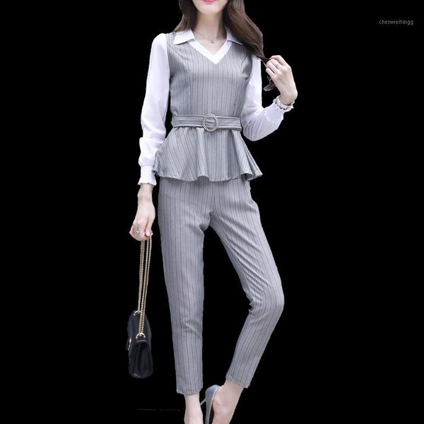 korean fashion autumn outfit women new shirt blouse & slim pants 2 pcs clothing set lady vestidos clothes office vogue s-xxl1, Gray
korean fashion autumn outfit women new shirt blouse & slim pants 2 pcs clothing set lady vestidos clothes office vogue s-xxl1, Gray