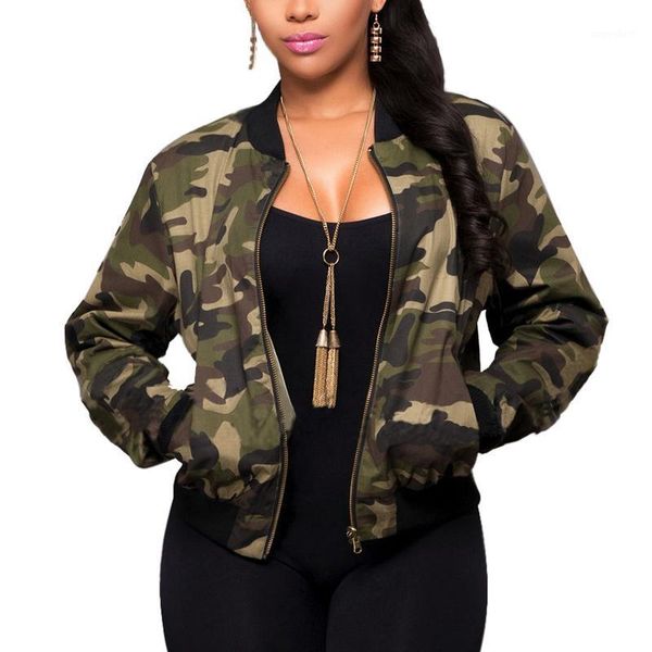 jacket women long sleeve camouflage bomber autumn casual coat zipper slim cropped coat with pockets1, Black;brown
jacket women long sleeve camouflage bomber autumn casual coat zipper slim cropped coat with pockets1, Black;brown
