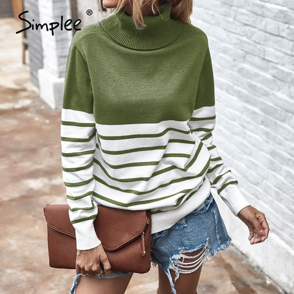 simplee striped high collar women's pullover autumn winter casual women's sweater high street fashion women's knitting 201031, White;black
simplee striped high collar women's pullover autumn winter casual women's sweater high street fashion women's knitting 201031, White;black