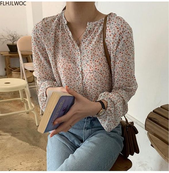 women's blouses & shirts chiffon chic korean japan style summer autumn basic single-breasted button floral print cute women flhjlwoc, White
women's blouses & shirts chiffon chic korean japan style summer autumn basic single-breasted button floral print cute women flhjlwoc, White