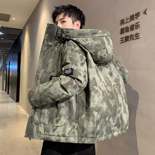 men's down & parkas 2021 korean winter parka hooded camouflage decor wind-proof outdoor quality plus cotton male coat, Black
men's down & parkas 2021 korean winter parka hooded camouflage decor wind-proof outdoor quality plus cotton male coat, Black