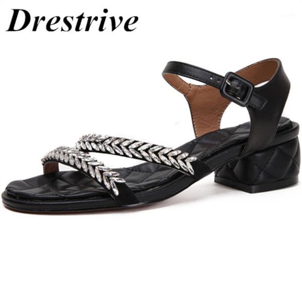 drestrive 2021 fashion woman summer shoes mid thick heel 4 cm genuine leather rhinestone cow leather buckle women sandals dress1, Black
drestrive 2021 fashion woman summer shoes mid thick heel 4 cm genuine leather rhinestone cow leather buckle women sandals dress1, Black
