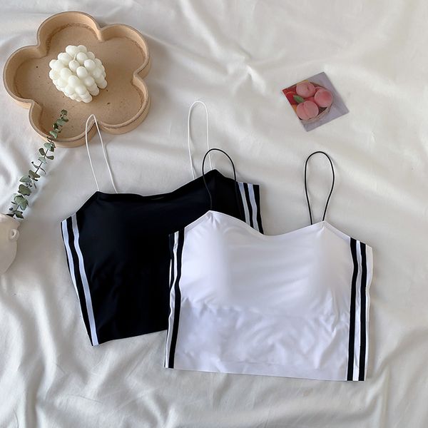 2020 new summer ice thin elastic sling girl vest with bra sports vest, Red;black
2020 new summer ice thin elastic sling girl vest with bra sports vest, Red;black